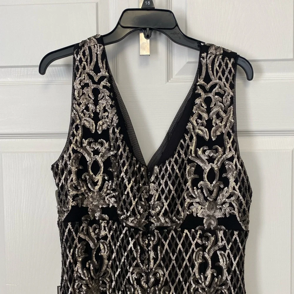 Gold Sequin Black Evening Gown - Picture 4 of 13
